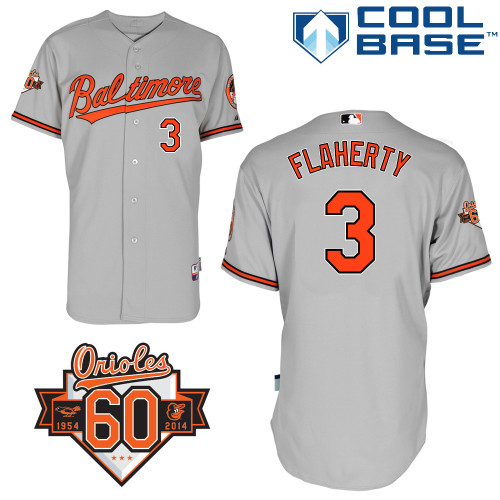 Ryan Flaherty #3 MLB Jersey-Baltimore Orioles Men's Authentic Road Gray Cool Base Baseball Jersey